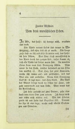 Zweiter Abschnitt. Von dem menschlichen Leben