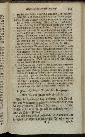 Besondre Regeln des Umgangs.