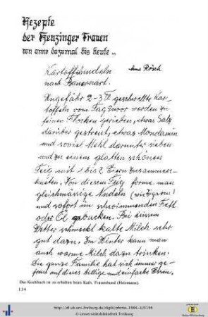 Anno dazumal - Rezepte der Kenzinger Frauen