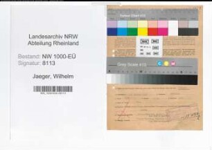 Entnazifizierung Wilhelm Jaeger, geb. 19.08.1896 (Arbeiter)