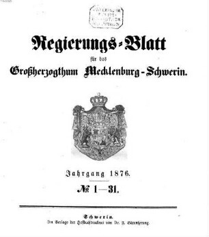 Regierungsblatt für Mecklenburg-Schwerin. 1876