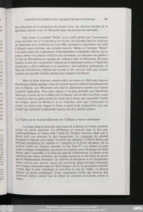 La France et le renouvellement de l'alliance russo-ottomane
