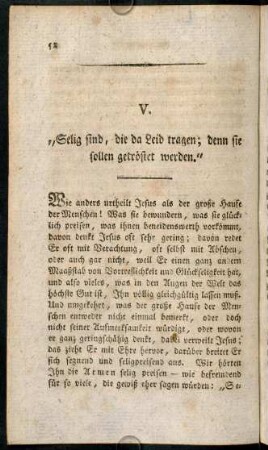 52-68, V. "Selig sind, die da Leid tragen; denn sie sollen getröstet werden."