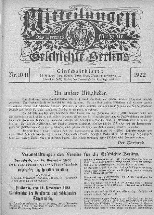 1922,10/11: Nr. 10/11
