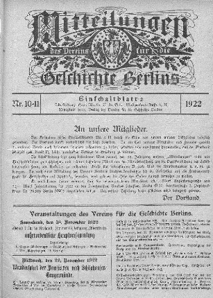 1922,10/11: Nr. 10/11