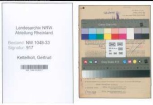 Entnazifizierung Gertrud Kettelhoit , geb. 01.08.1905 (Kindergaertnerin)