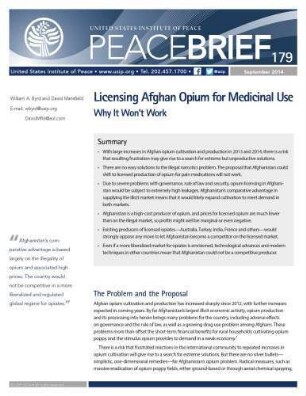 Licensing Afghan Opium for medicinal use : why it won’t work