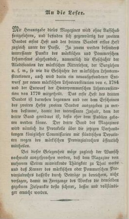 An die Leser
