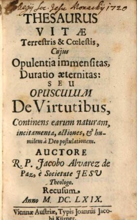 Thesaurus vitae terrestris et coelestis