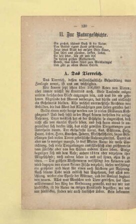 II. Zur Naturgeschichte