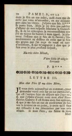Lettre III. Mon cher Père & ma chère Mère, ...