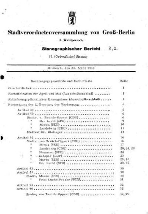 Nr. 62, 24. März 1948, Ordentliche Sitzung