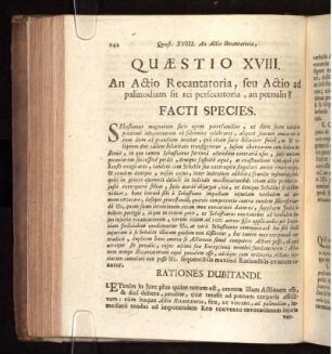 Quæstio XVIII. An Actio Recantatoria, seu actio ad palinodiam sit rei persecutoria, an pænalis?