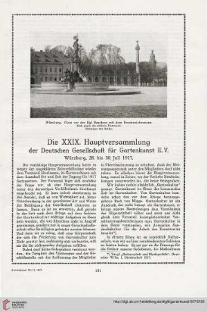 30: Die XXIX. Hauptversammlung der Deutschen Gesellschaft für Gartenkunst E. V. Würzburg, 28. bis 30. Juli 1917