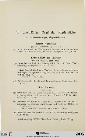 a) Handzeichnungen, Ölgemälde (Nr. 275-310)