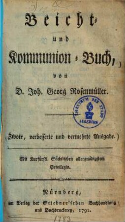 Beicht- und Kommunion-Buch