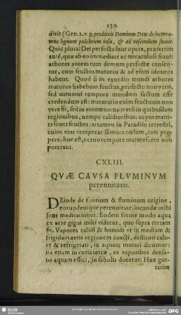 CXLIII. Quae Causa Fluminum perennitatis