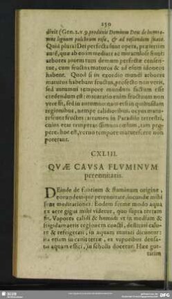 CXLIII. Quae Causa Fluminum perennitatis