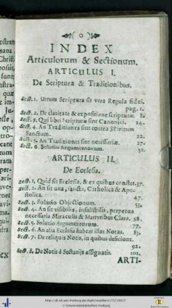 Index articulorum et sectionum.