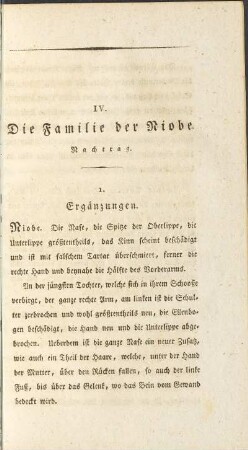 IV. Die Familie der Niobe. Nachtrag.