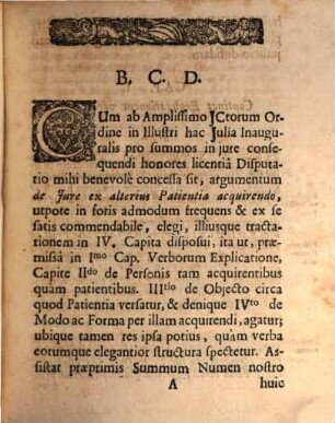 Disputatio Inauguralis Iuridica De Iure Ex Patientia Alterius Acquirendo