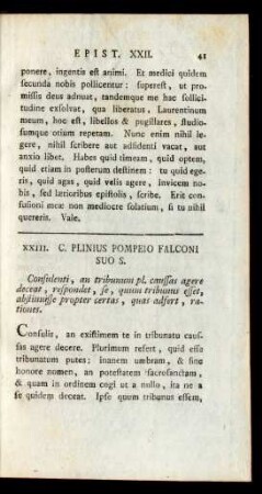 XXIII. C. Plinius Paopeio Falconi Suo S.