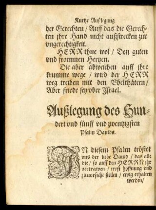 Außlegung des Hundert und fünff und zwentzigsten Psalm Davids.