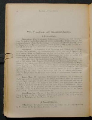 VIII. Feuerschutz und Feuerversicherung.