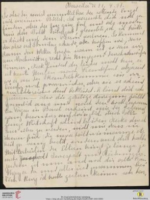 Heid. Hs. 3487,602: Brief von Marie Luise Gothein an Eberhard Gothein