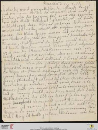 Heid. Hs. 3487,602: Brief von Marie Luise Gothein an Eberhard Gothein