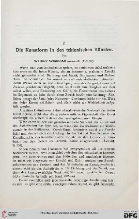 Die Kunstform in den tektonischen Künsten