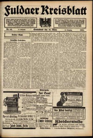 Dritte Ausgabe vom Samstag, den 18. März 1911.