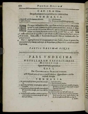 Pars Undecima [...] Quæ est de Præscriptionibus.