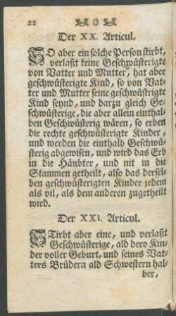 Der XXI. Articul