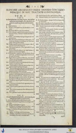 Elenchus Argumentorum Omnium Conclusionum, Quae In Hoc Tractatu Continentur.