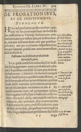 De Probationibus, Et De Positionibus. Titulus IX.