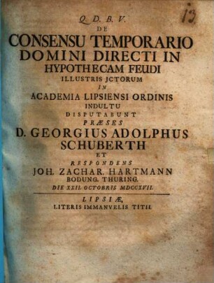 De consensu temporario domini directi in hypothecam feudi
