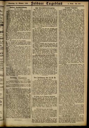 Zweite Ausgabe vom Samstag, den 23. Oktober 1920.