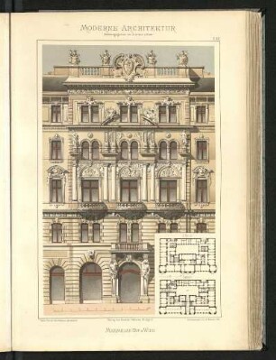 Maximilian Hof in Wien. Emil Ritter von Förster, Architekt. Grundriss Parterre und 1. Stock