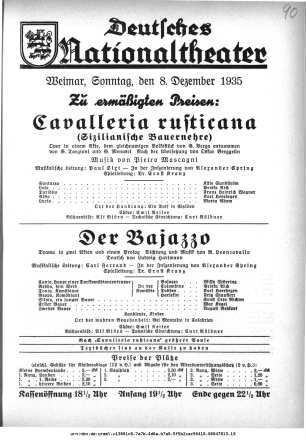 Cavalleria rusticana (Sizilianische Bauernehre)