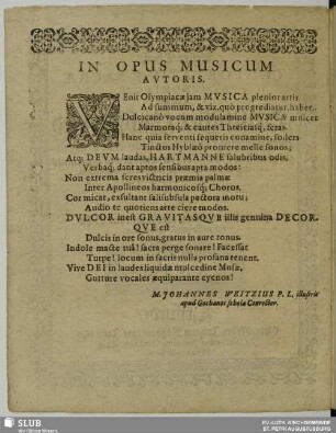 In opus musicum autoris