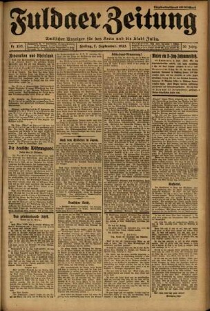 Ausgabe vom Freitag, den 07. September 1923.