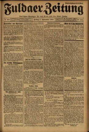 Ausgabe vom Freitag, den 07. September 1923.
