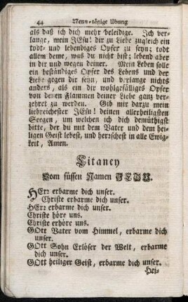 Litaney vom süssen Namen Jesu. - Andächtiges Lied Von der Liebe Gottes.