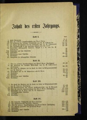Inhalt des ersten Jahrgangs