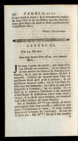 Lettre XX. De la Meme.