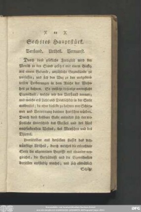 Sechstes Hauptstück. Verstand. Urtheil. Vernunft.