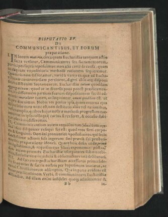 Disputatio XV. De Communicantibus, Et Eorum praeparatione.