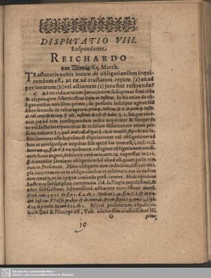 Disputatio VIII. Respondente Reichardo von Winnig