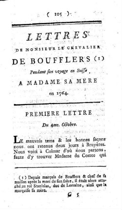 Lettres de Monsieur le Chevalier de Boufflers (1) a Madame sa Mere